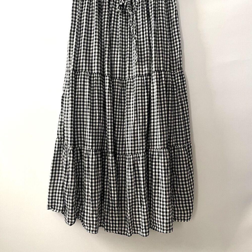 Old Navy Tiered Maxi Dress Sleeveless Gingham Black White Women's Size XL - Picture 4 of 15